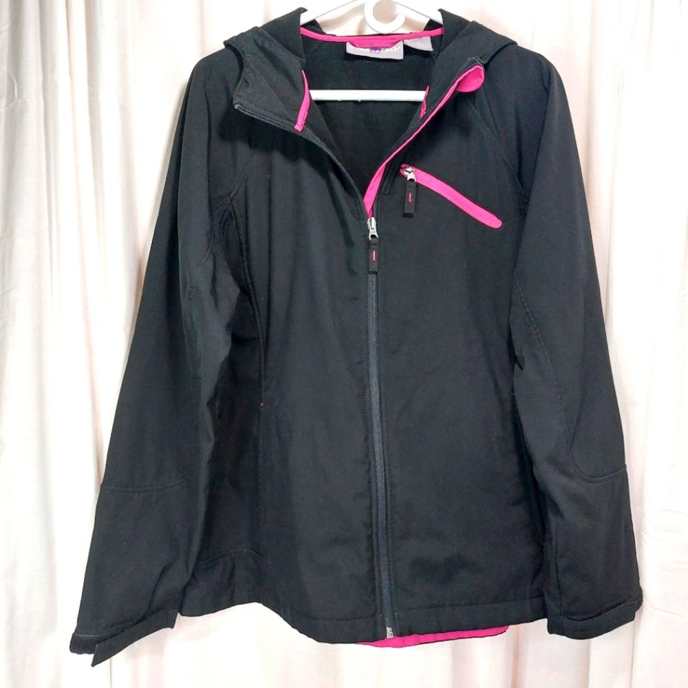 Free Tech Winter Hooded Jacket Womens Black Pink Plus Sz 1X Full Zip‎ Pockets